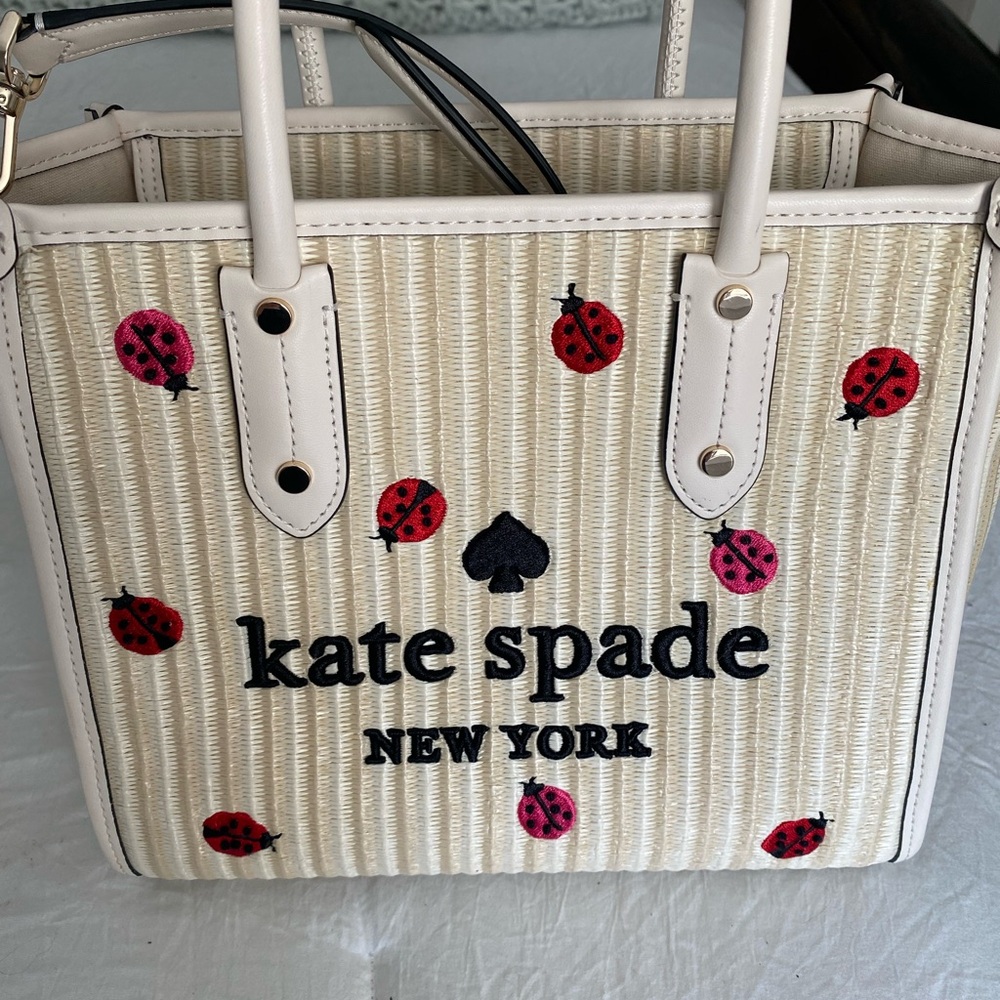 Kate Spade Beige Tote with Red Ladybug Accents